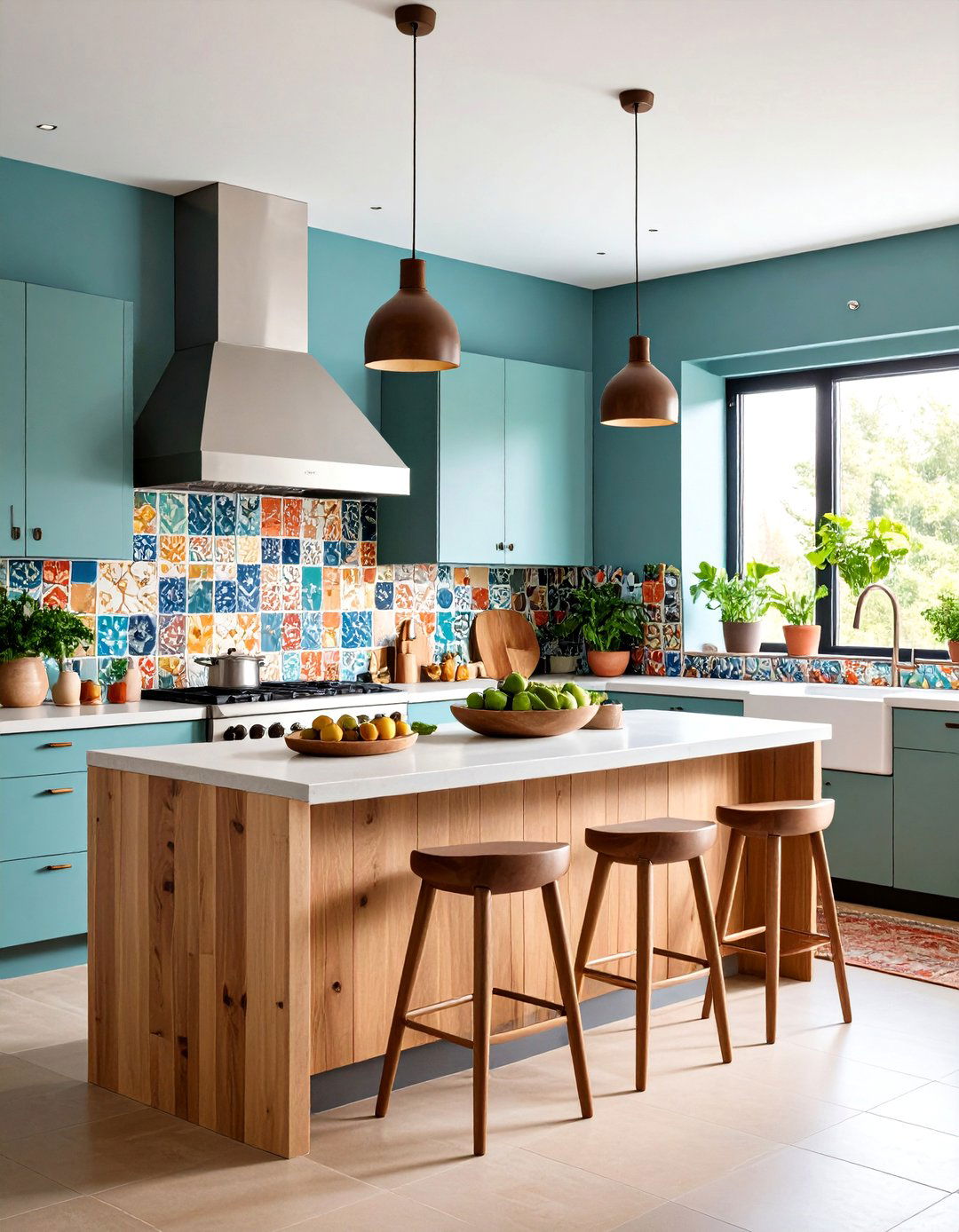 Ceramic Tile Kitchen Accent Wall with Artisanal Craftsmanship - 20 Kitchen Accent Wall Ideas