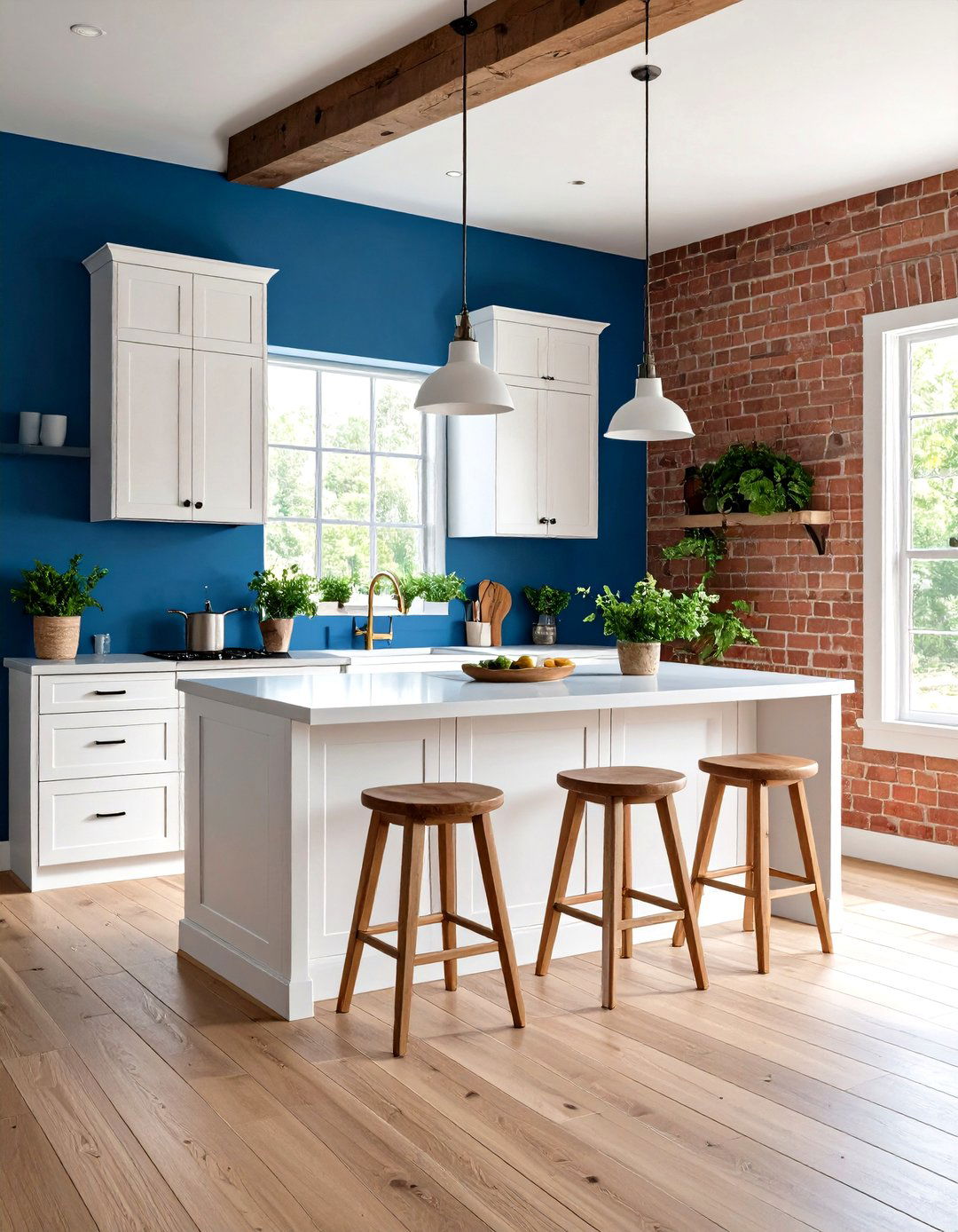 Cerulean Blue Accent Wall for Kitchens - 20 Blue Accent Wall Ideas