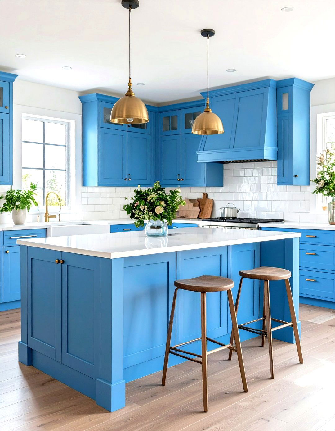 Cerulean Blue Kitchen Island for Modern Kitchens - 20 Blue Kitchen Island Ideas
