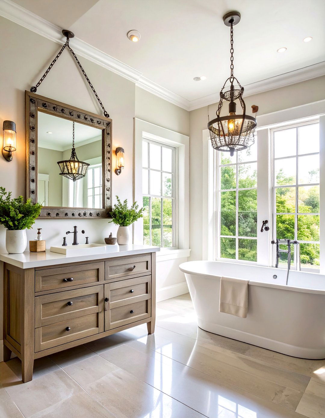 Chain Hanging Farmhouse Bathroom Mirrors - 20 Farmhouse Bathroom Mirrors Ideas