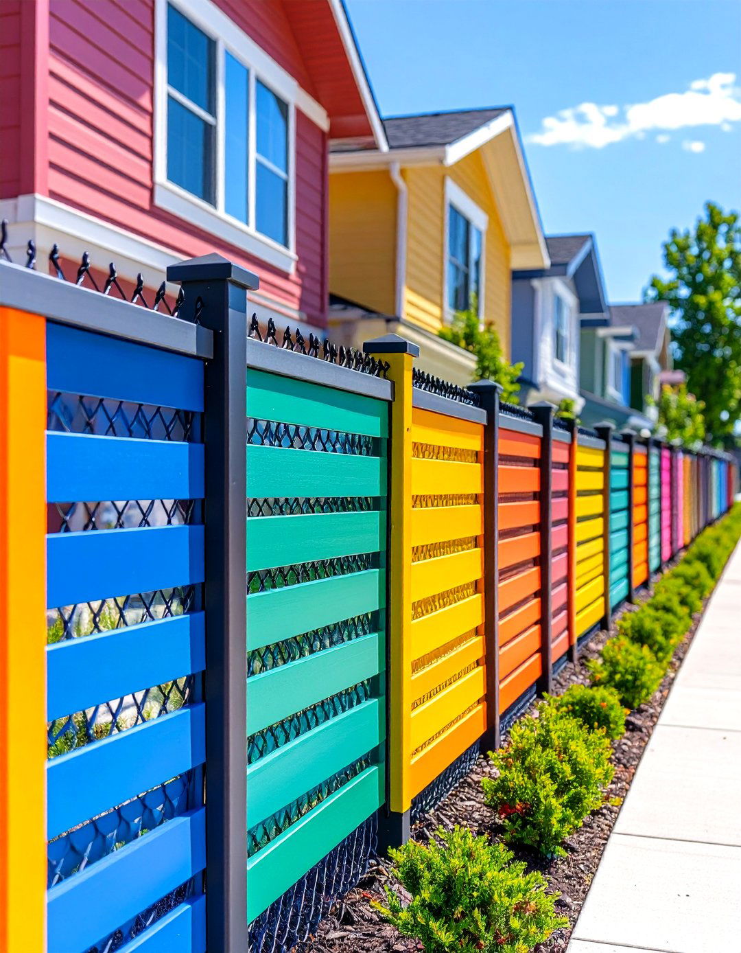 Chain Link Corner Fence with Privacy Slats - 20 Corner Fence Ideas