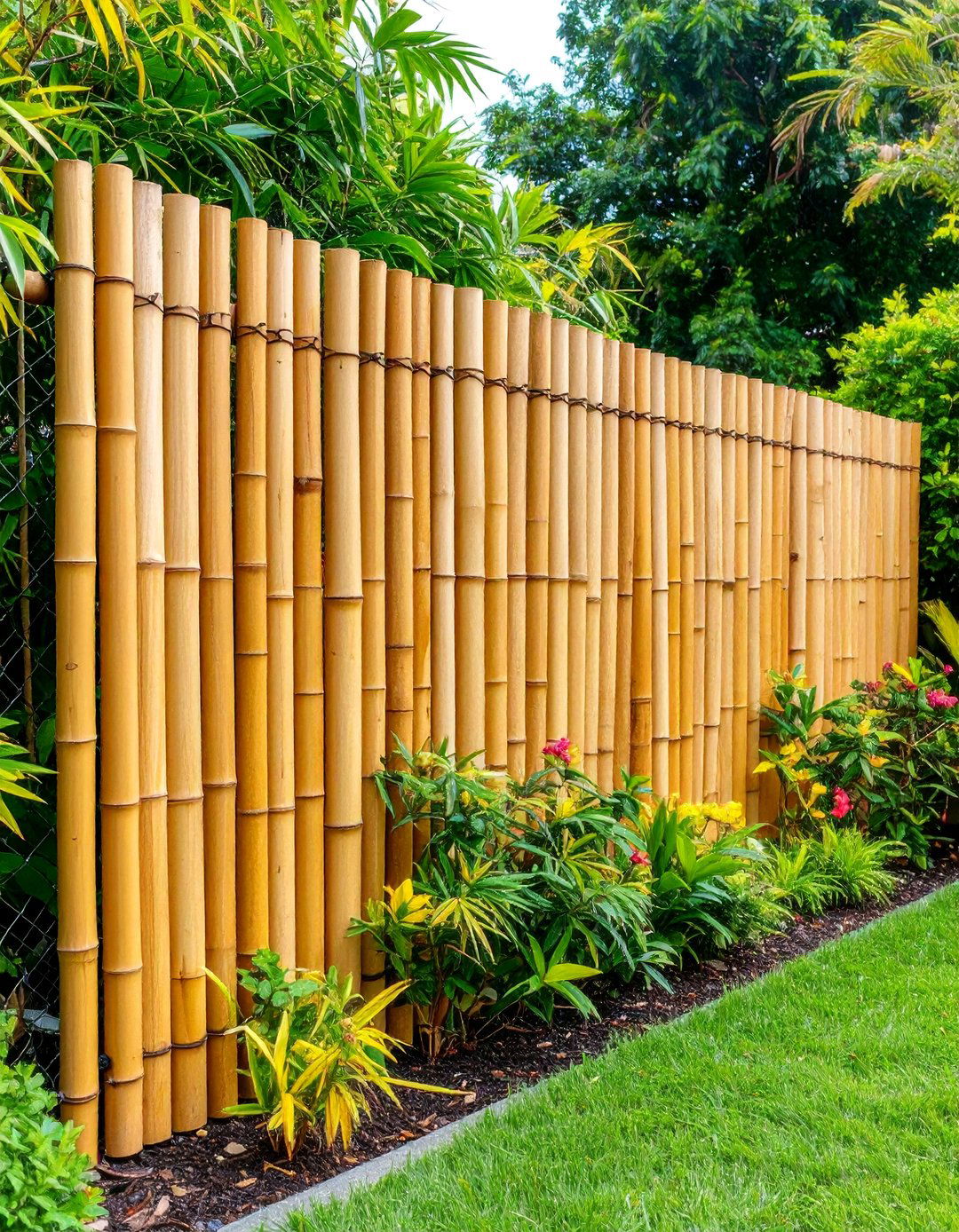 Chain Link with Bamboo Screen Privacy Fence Ideas - 20 Cheap Privacy Fence Ideas