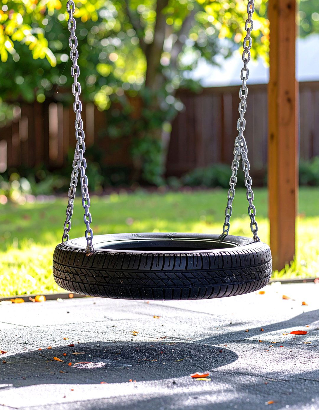 Chained Industrial Tire Swing - 20 Tire Swing Ideas
