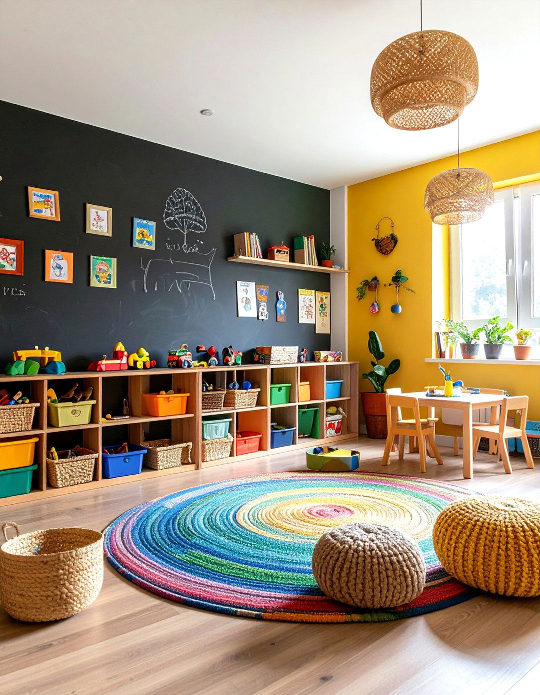 Chalkboard Accent Wall in Kids Playroom - 20 Chalkboard Ideas