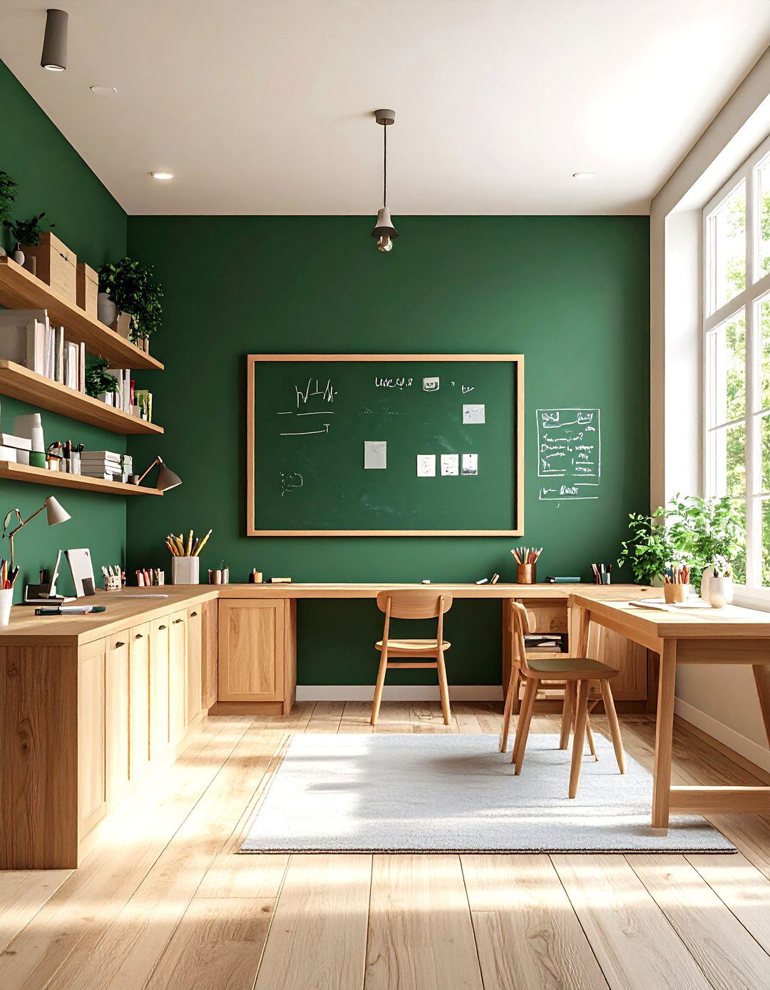 Chalkboard Dark Green Accent Wall for Creative Spaces - 20 Green Accent Wall Ideas