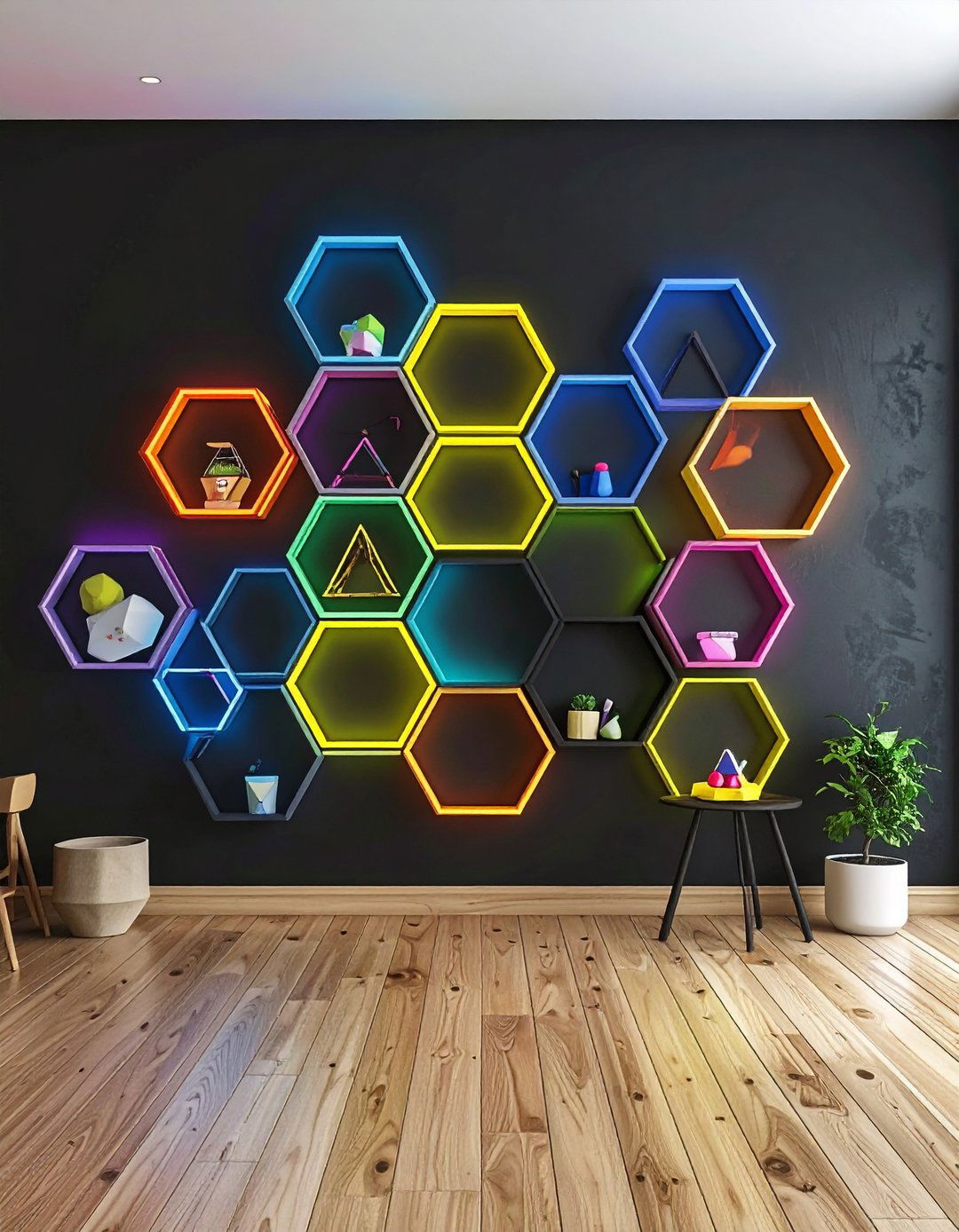 Chalkboard Geometry Interactive Accent Wall - 20 Geometric Accent Wall Ideas