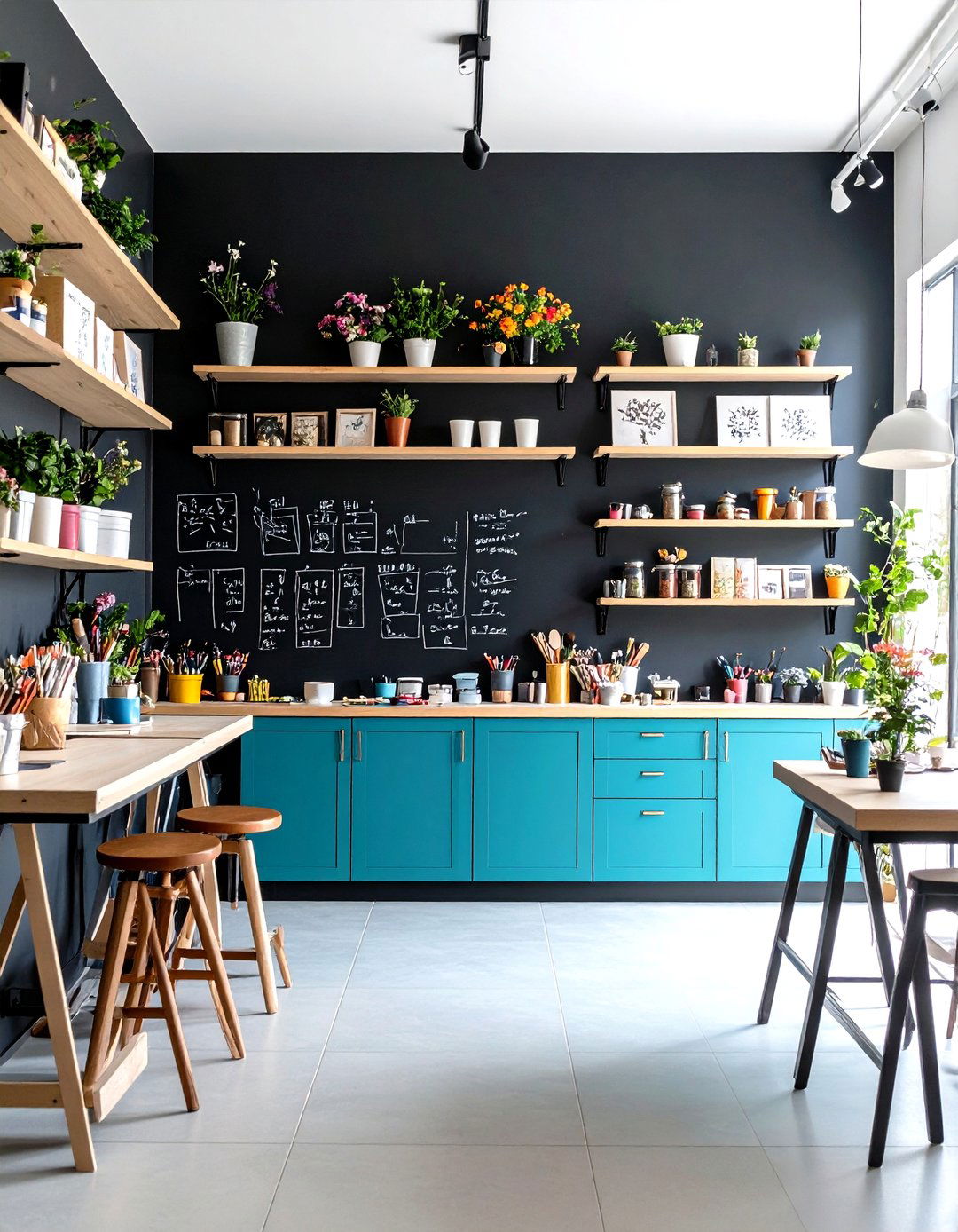 Chalkboard Inspiration Wall - 20 Small Craft Room Ideas