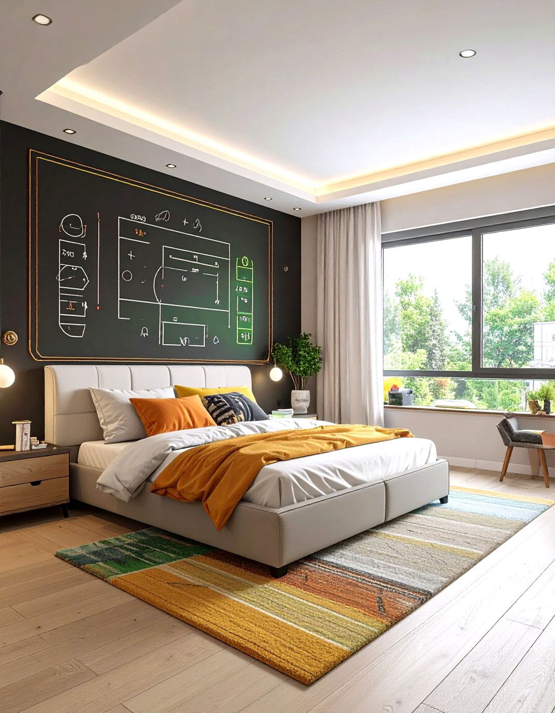 Chalkboard Strategy Wall - 20 Soccer Themed Bedroom Ideas