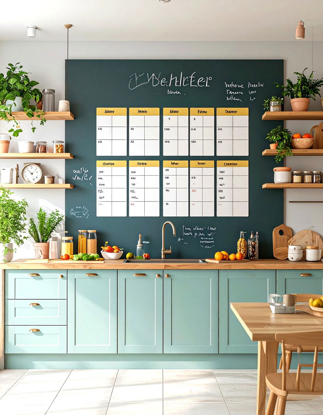 Chalkboard Wall Weekly Planner for Busy Families - 20 Chalkboard Wall Ideas