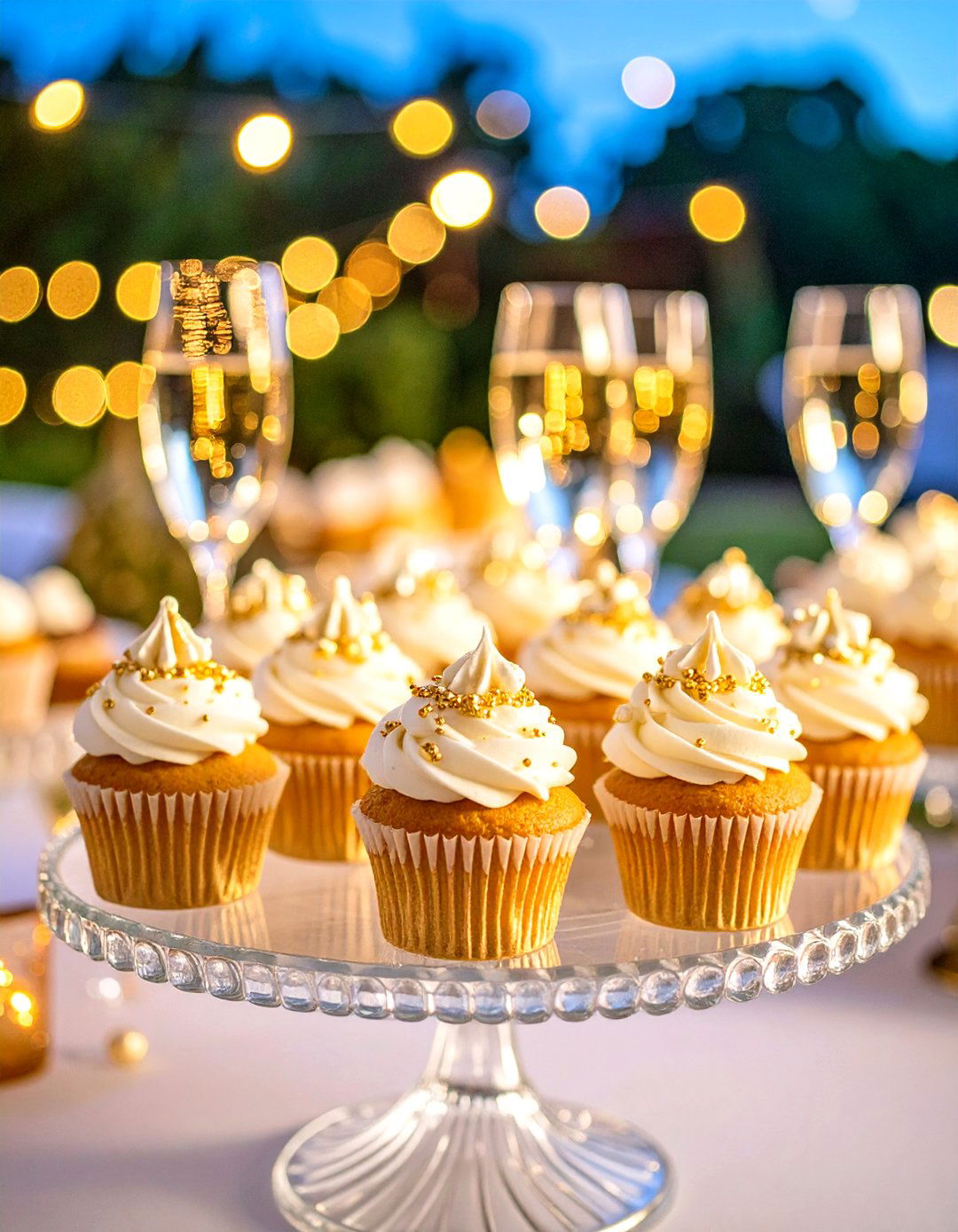Champagne Flavored Wedding Cupcakes with Bubbly Design - 20 Wedding Cupcake Ideas