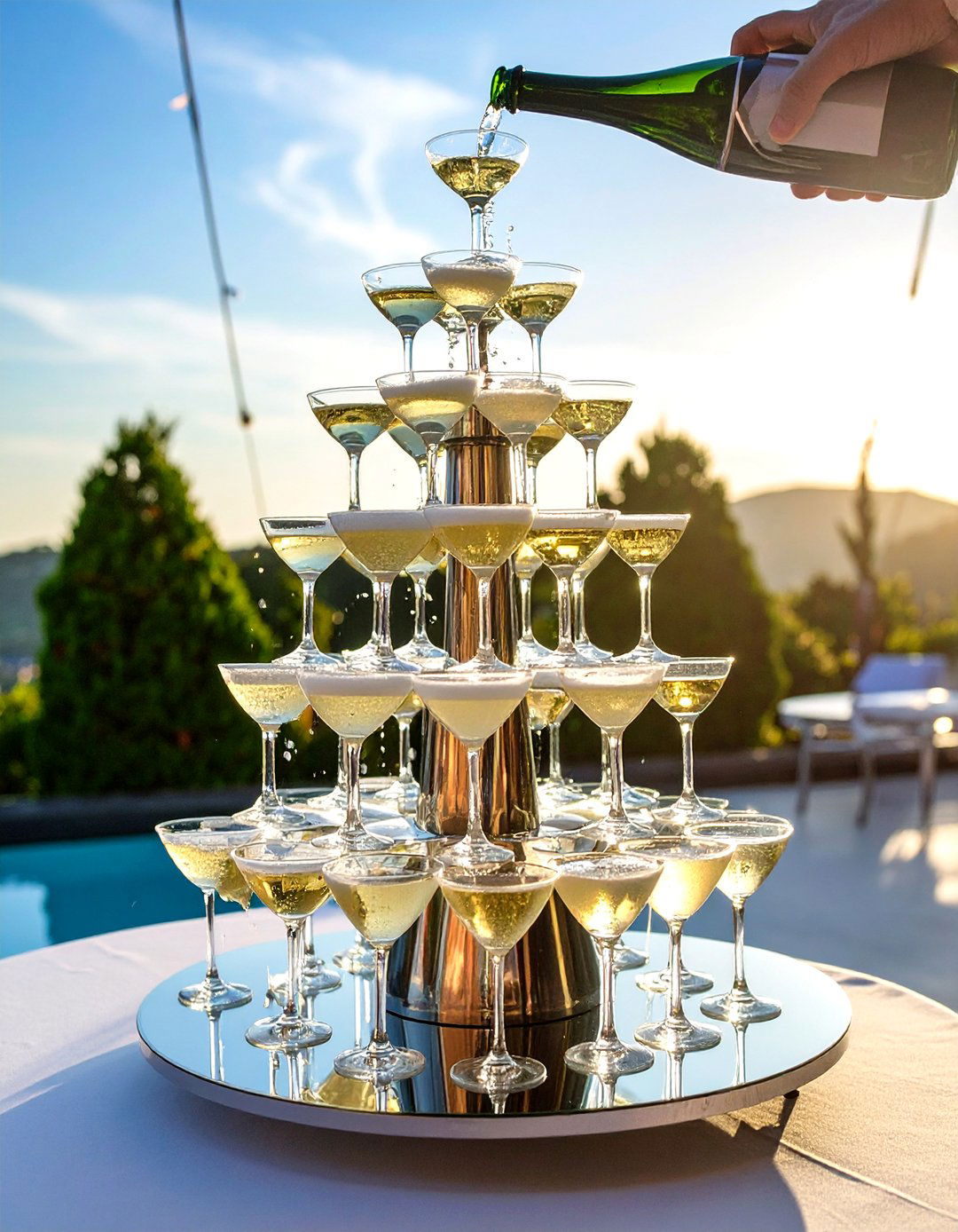 Champagne Tower That Doubles as Entertainment - 20 Glamorous Wedding Ideas