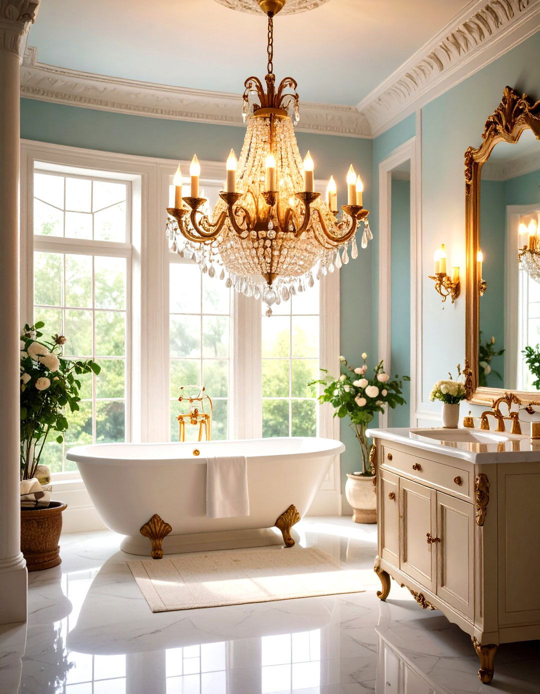 Chandelier - 20 Victorian Bathroom Ideas