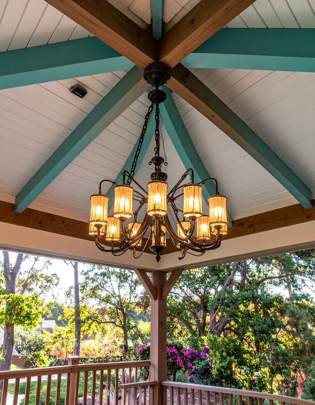 Chandelier Gazebo Lighting as a Dramatic Focal Point - 20 Gazebo Lighting Ideas