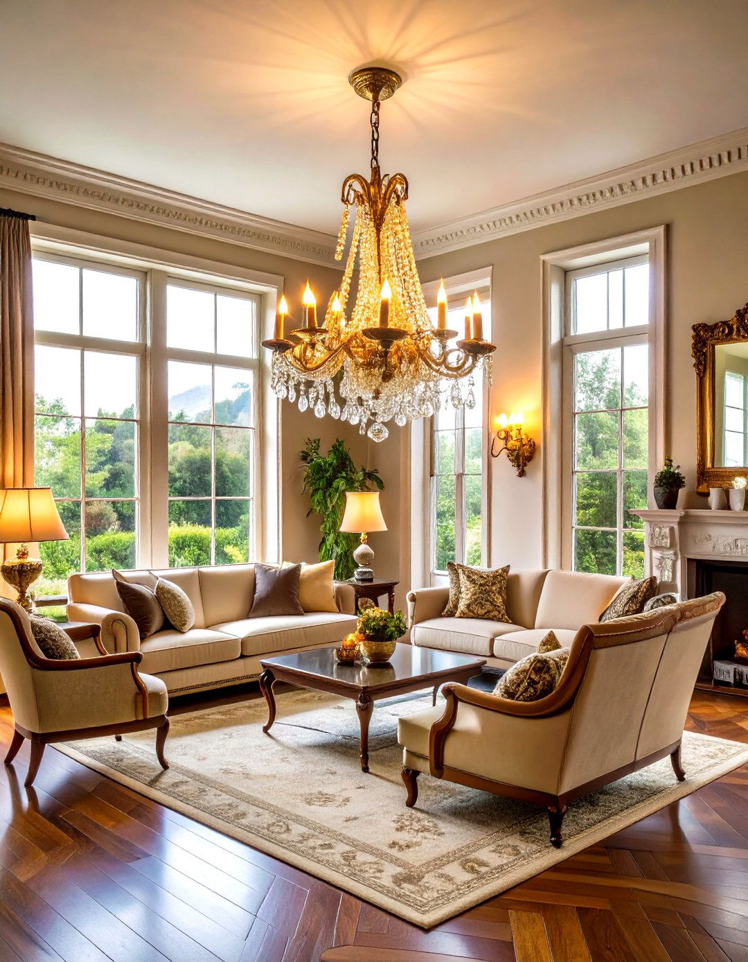 Chandeliers and Sconces - 20 Victorian Dark Green Living Room Ideas