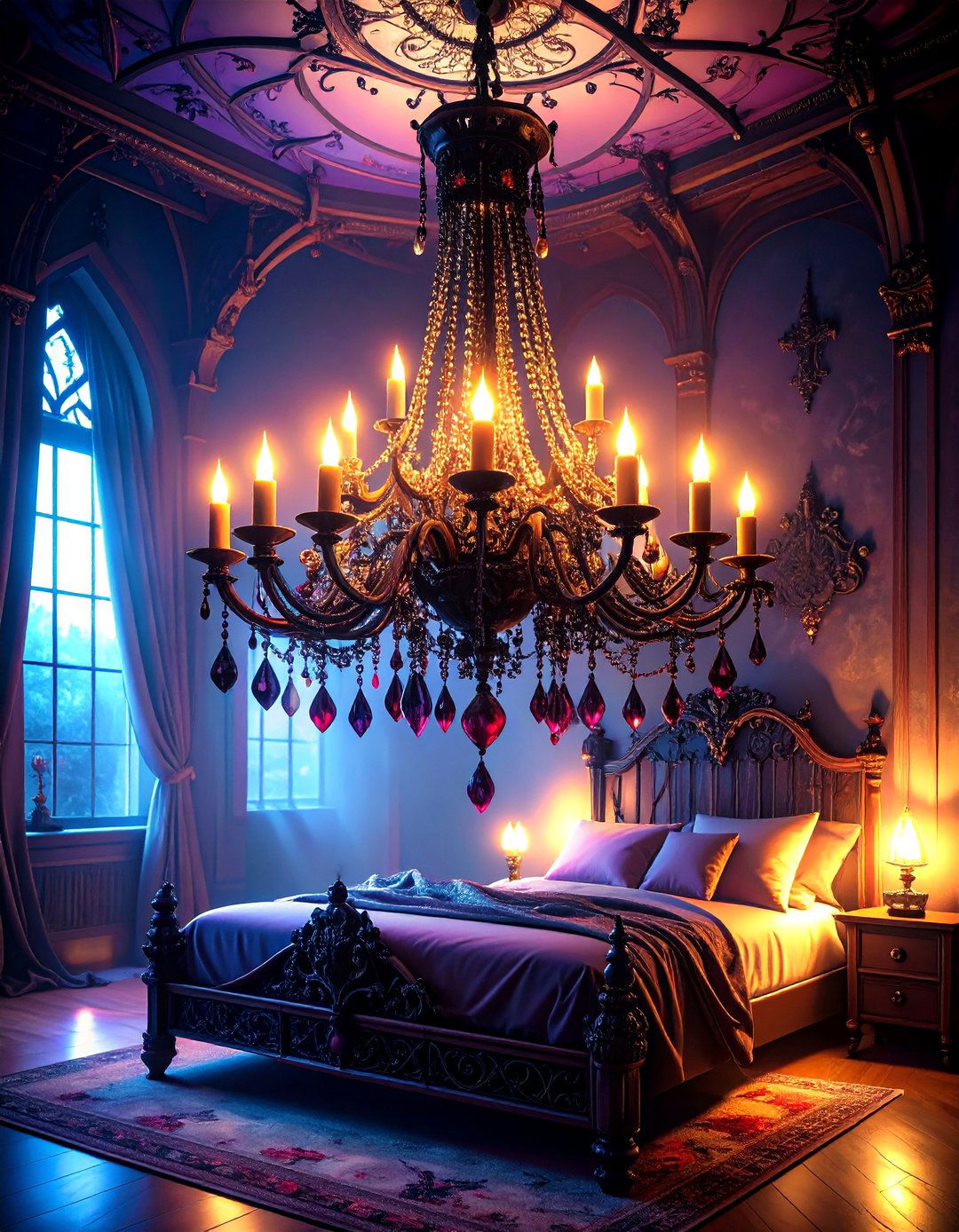 Chandeliers with Dark Crystals - 20 Vampire Bedroom Ideas