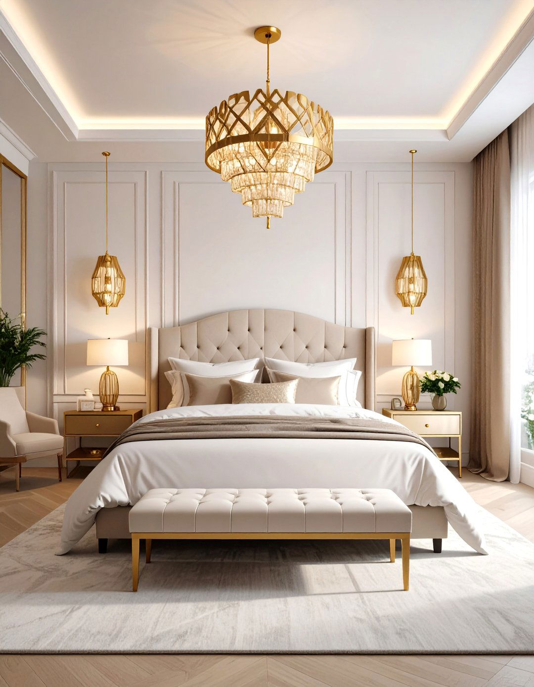 Chanel Bedroom Art Deco Lighting Features - 20 Chanel Bedroom Ideas