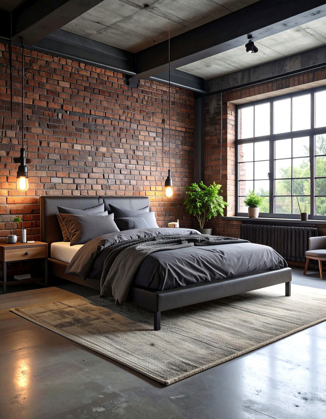 Charcoal Bedroom Industrial Style Design - 20 Charcoal Bedroom Ideas