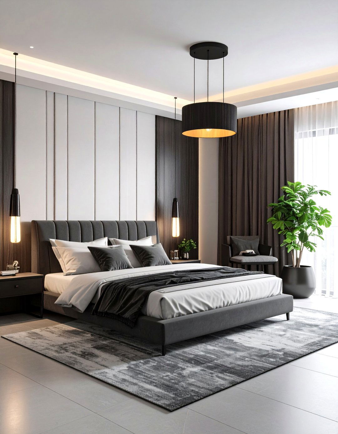 Charcoal Bedroom Pendant Lighting Design - 20 Charcoal Bedroom Ideas