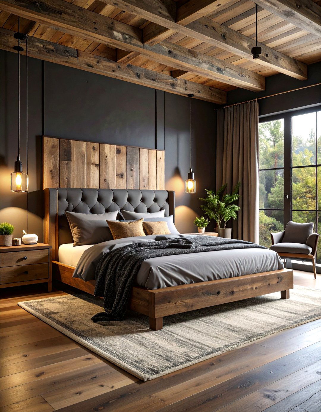 Charcoal Bedroom Rustic Charm Design - 20 Charcoal Bedroom Ideas
