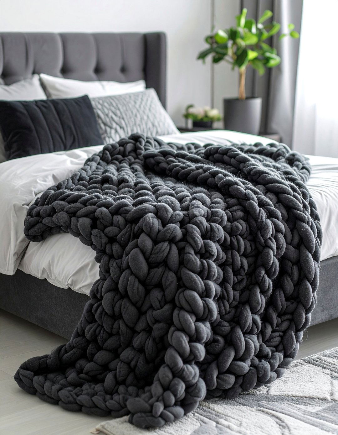 Charcoal Bedroom Throw Blankets for Cozy Texture - 20 Charcoal Bedroom Ideas