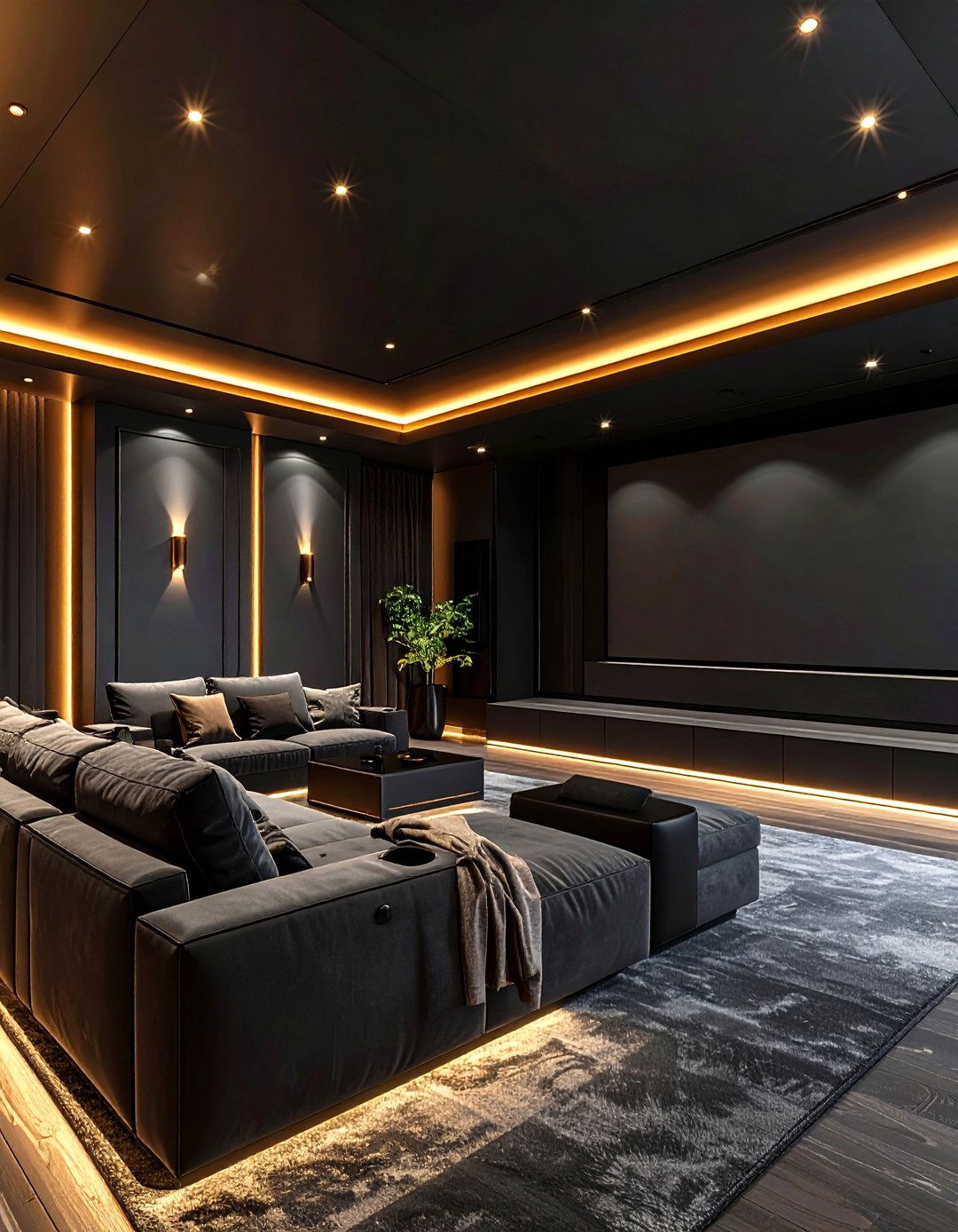 Charcoal Black Home Theater Paint Colors - 20 Home Theater Paint Colors