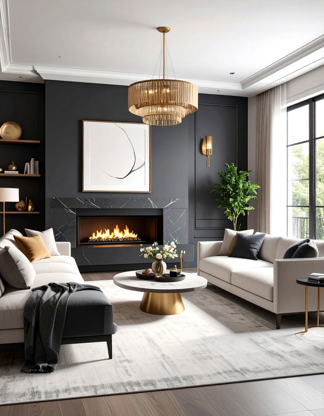 Charcoal Contrast for Modern Drama - 20 Dulux Egyptian Cotton Living Room Ideas