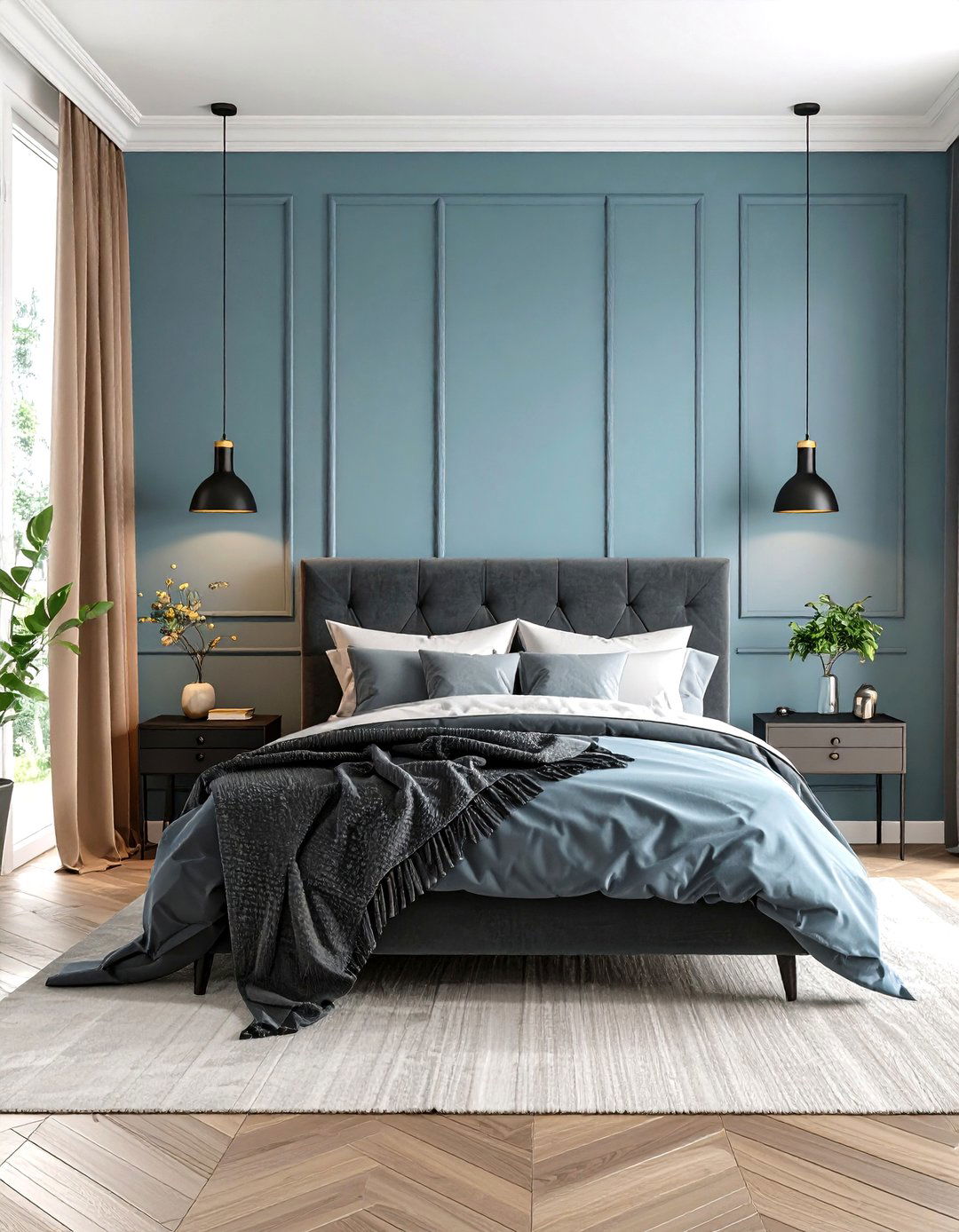 Charcoal Contrasts for Modern Drama - 20 Duck Egg Blue Bedroom Ideas