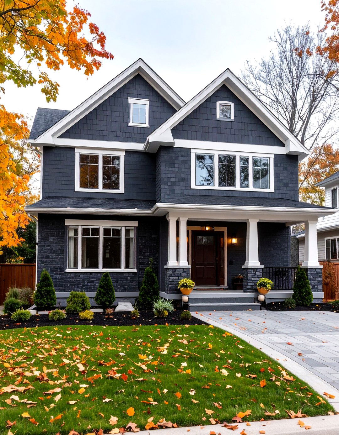 Charcoal Dark Gray Painted Brick Houses - 20 Painted Brick Houses