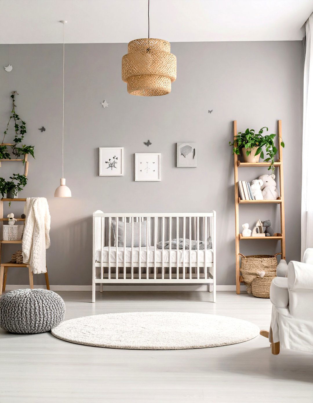 Charcoal Feature Wall with Whimsical Decals - 20 Grey Nursery Ideas