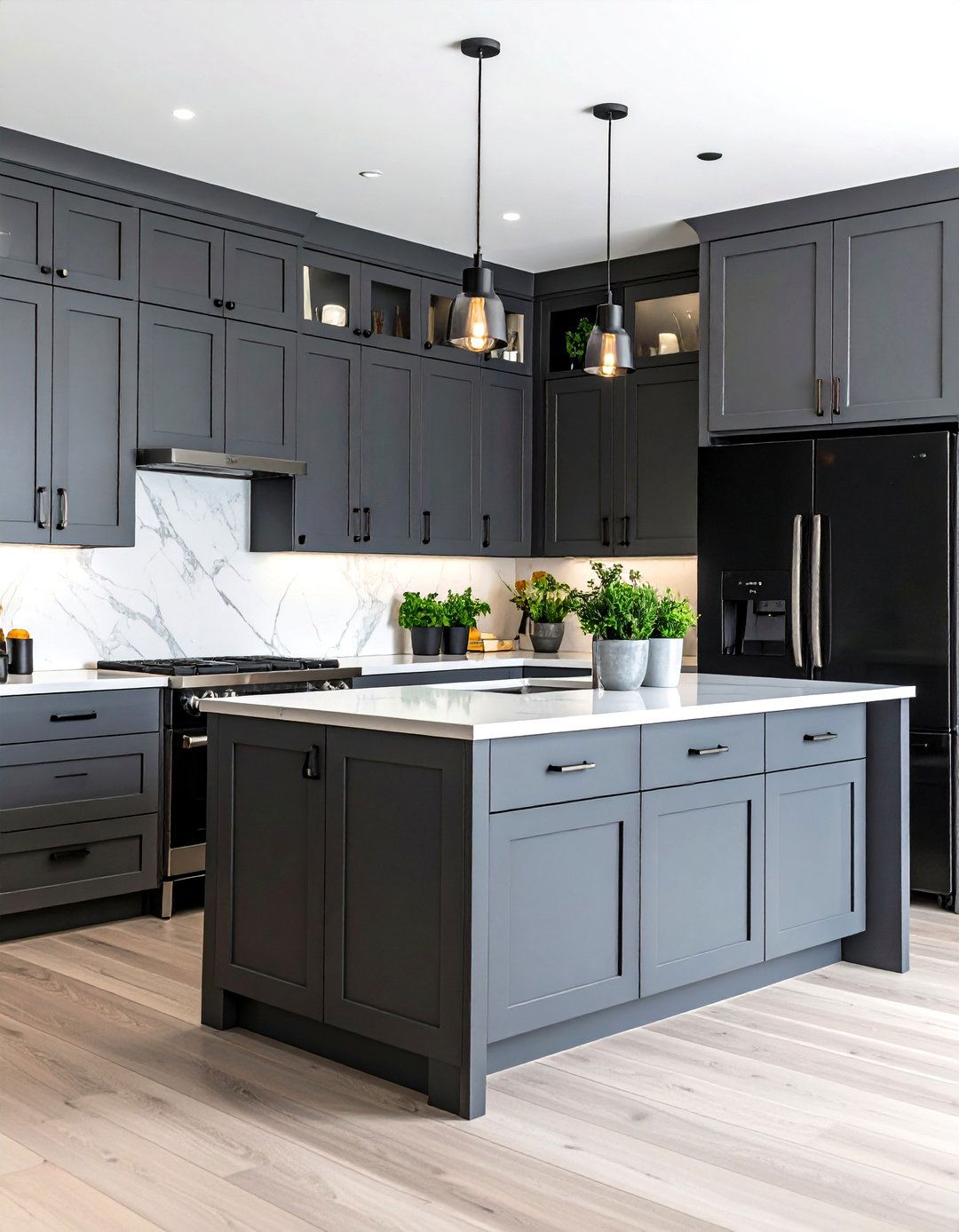 Charcoal Gray Cabinet Themes for Sophisticated Spaces - 20 What Color Cabinets Go With Black Appliances
