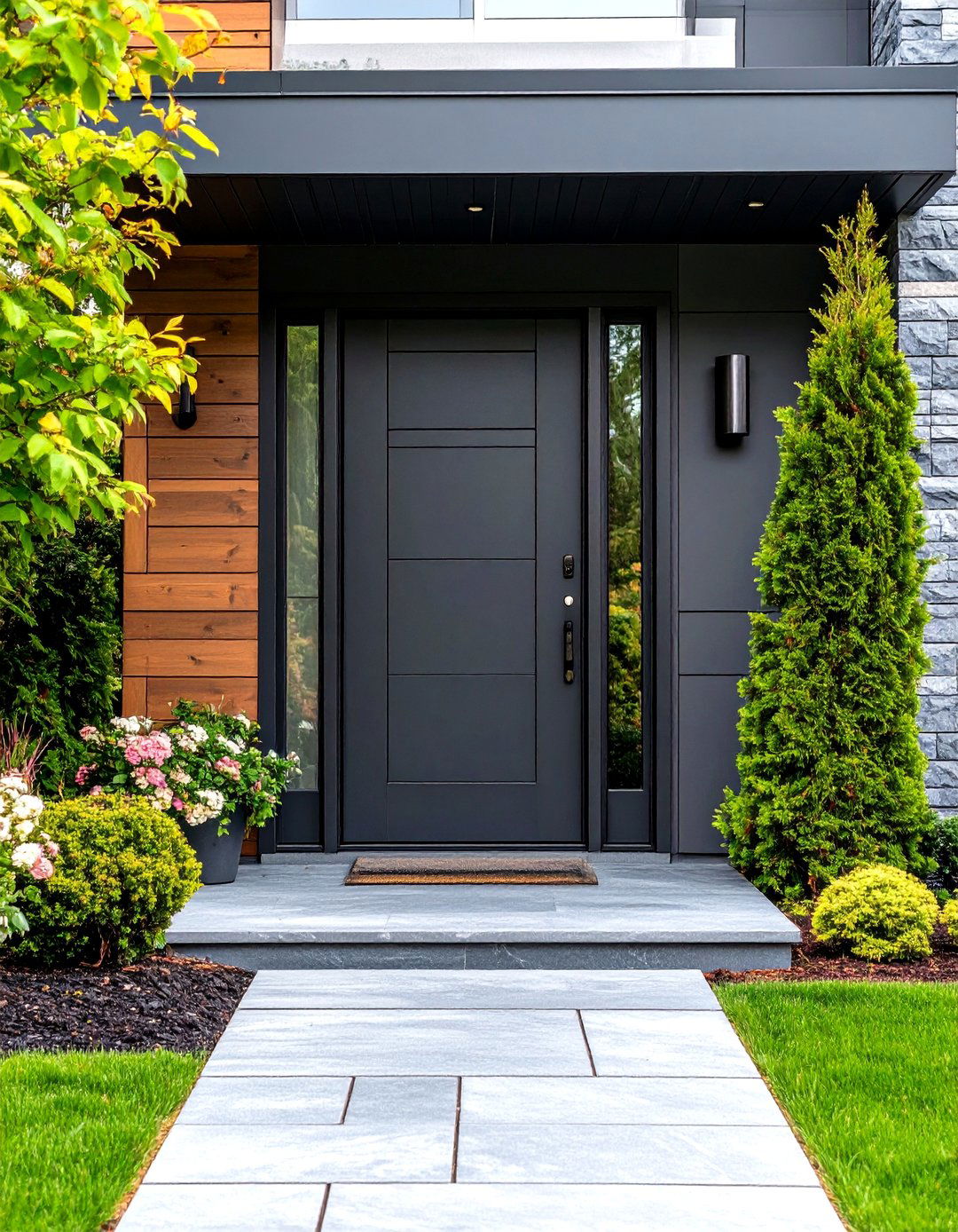 Charcoal Gray Cedar Front Door - 20 Cedar Front Door Colors Ideas
