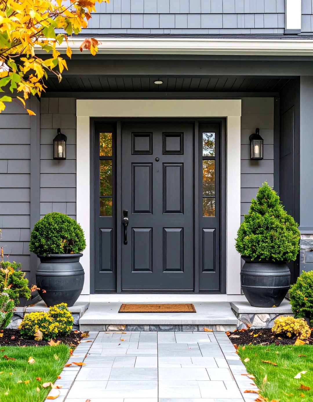 Charcoal Gray Farmhouse Front Door - 20 Farmhouse Front Door Ideas
