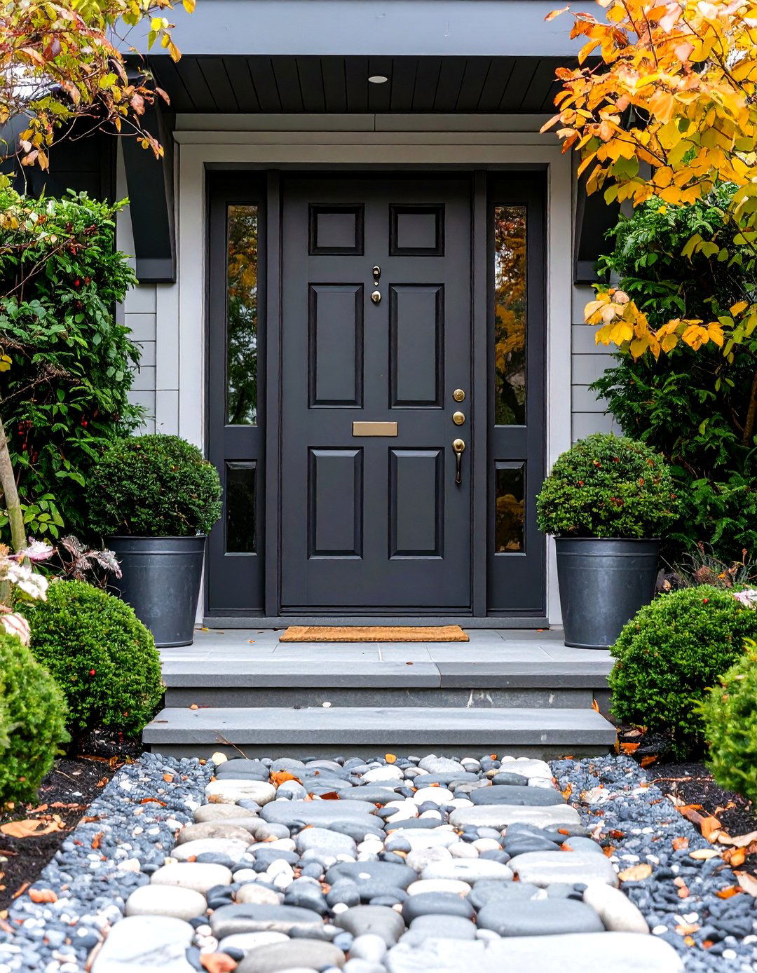 Charcoal Gray Front Door for Contemporary Contrast - 20 Front Door Color Ideas