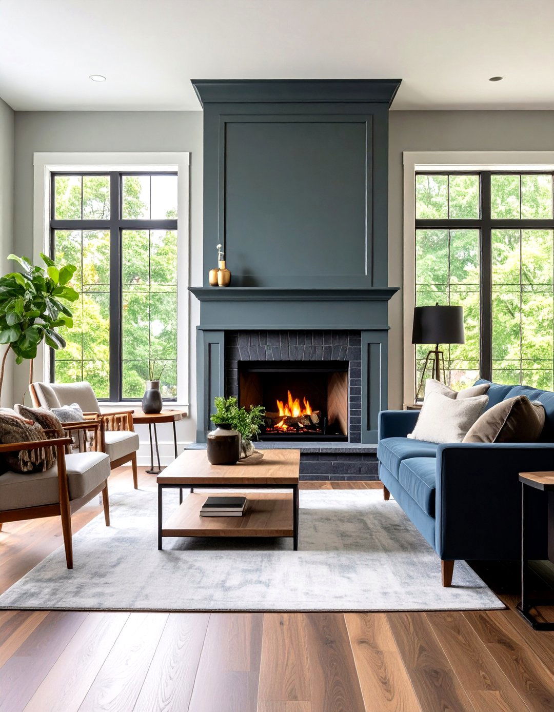 Charcoal Gray Painted Brick Fireplace - 20 Painted Brick Fireplace Ideas