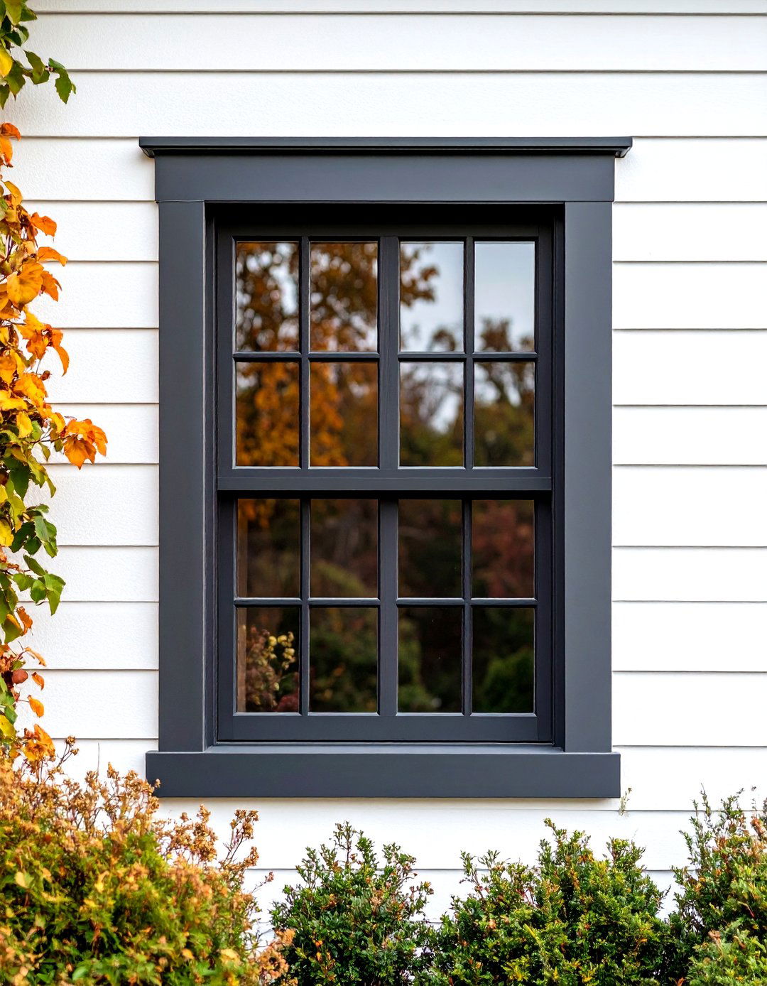 Charcoal Gray Sophisticated Window Trim - 20 Exterior Window Trim Ideas