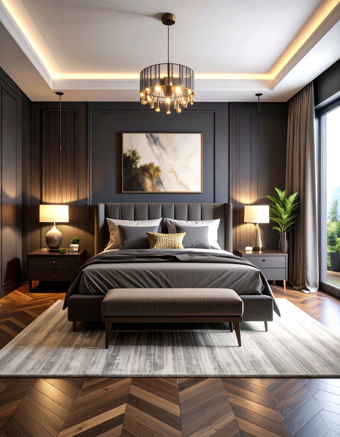 Charcoal Walls Create a Cocooning Dark Bedroom - 20 Dark Bedroom Ideas