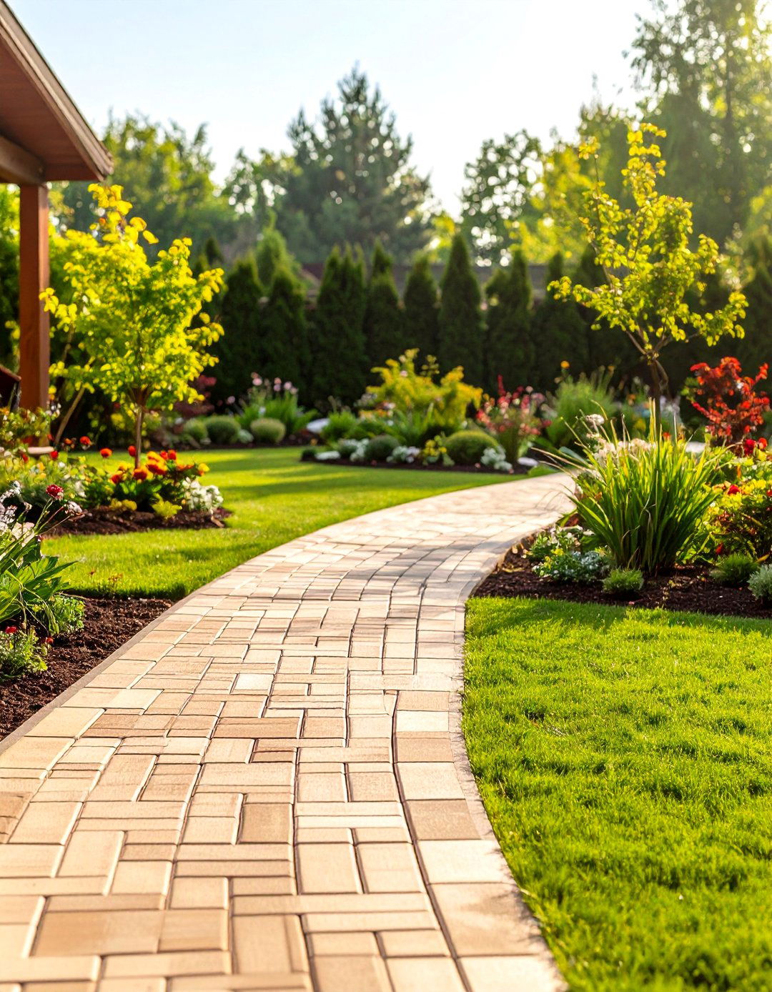 Charming Basket Weave Concrete Paver Walkway - 20 Concrete Paver Walkway Ideas