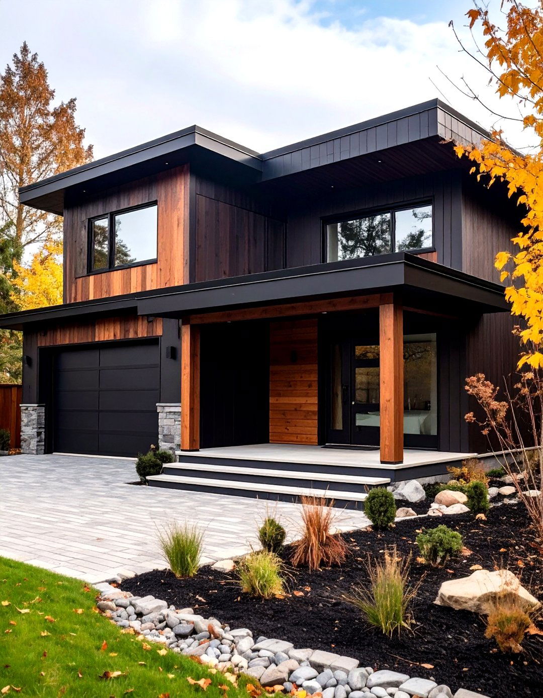 Charred Wood Siding Adds Artisanal Depth to a Dark Brown House Exterior - 20 Dark Brown House Exterior Ideas
