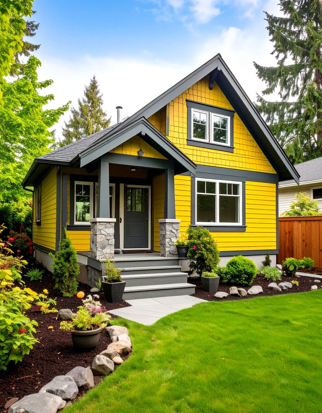 Chartreuse Accent for Playful Energy - 20 Green Exterior House Paint Ideas