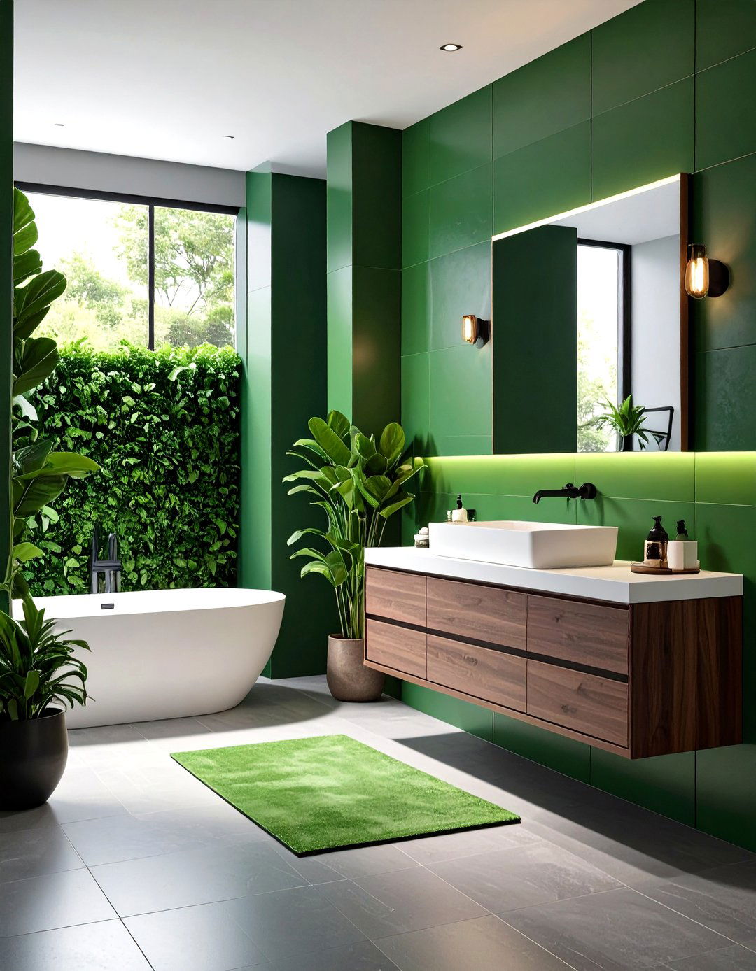 Chartreuse Green Tile Bathroom Accent Strip - 20 Green Tile Bathroom Ideas