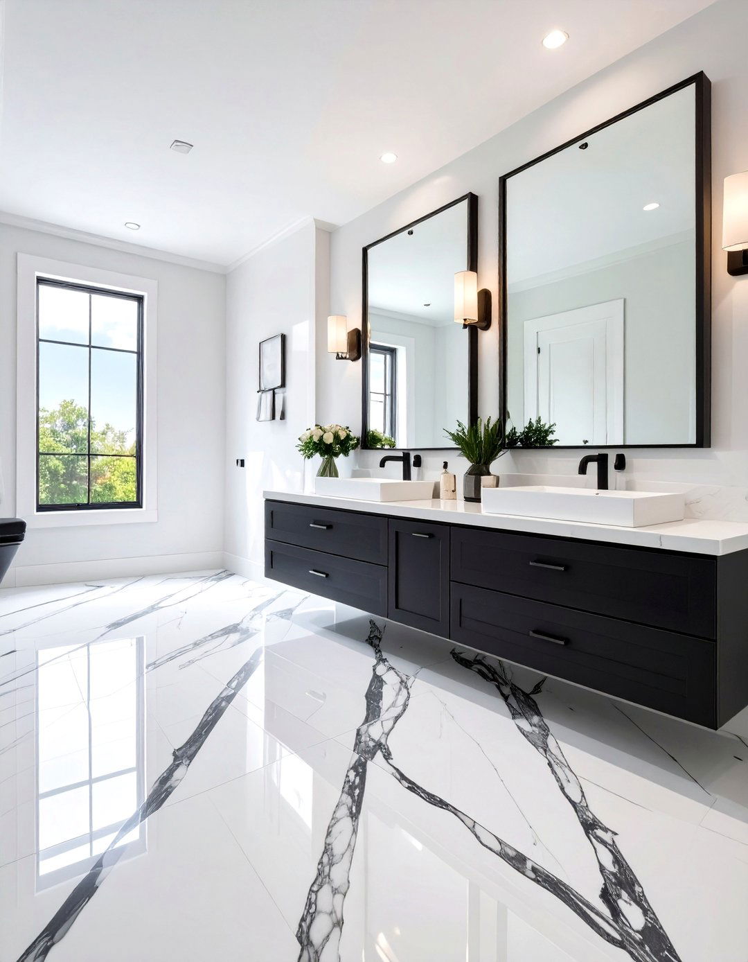 Checkerboard Floor Crisp Walls - 20 Black and White Powder Room Ideas