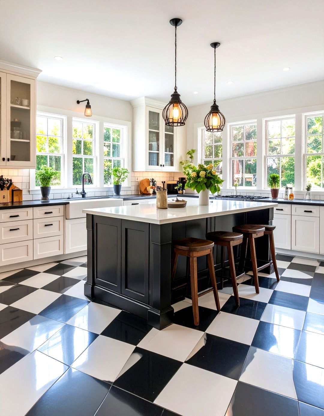 Checkerboard Flooring - 20 Vintage Kitchen Ideas