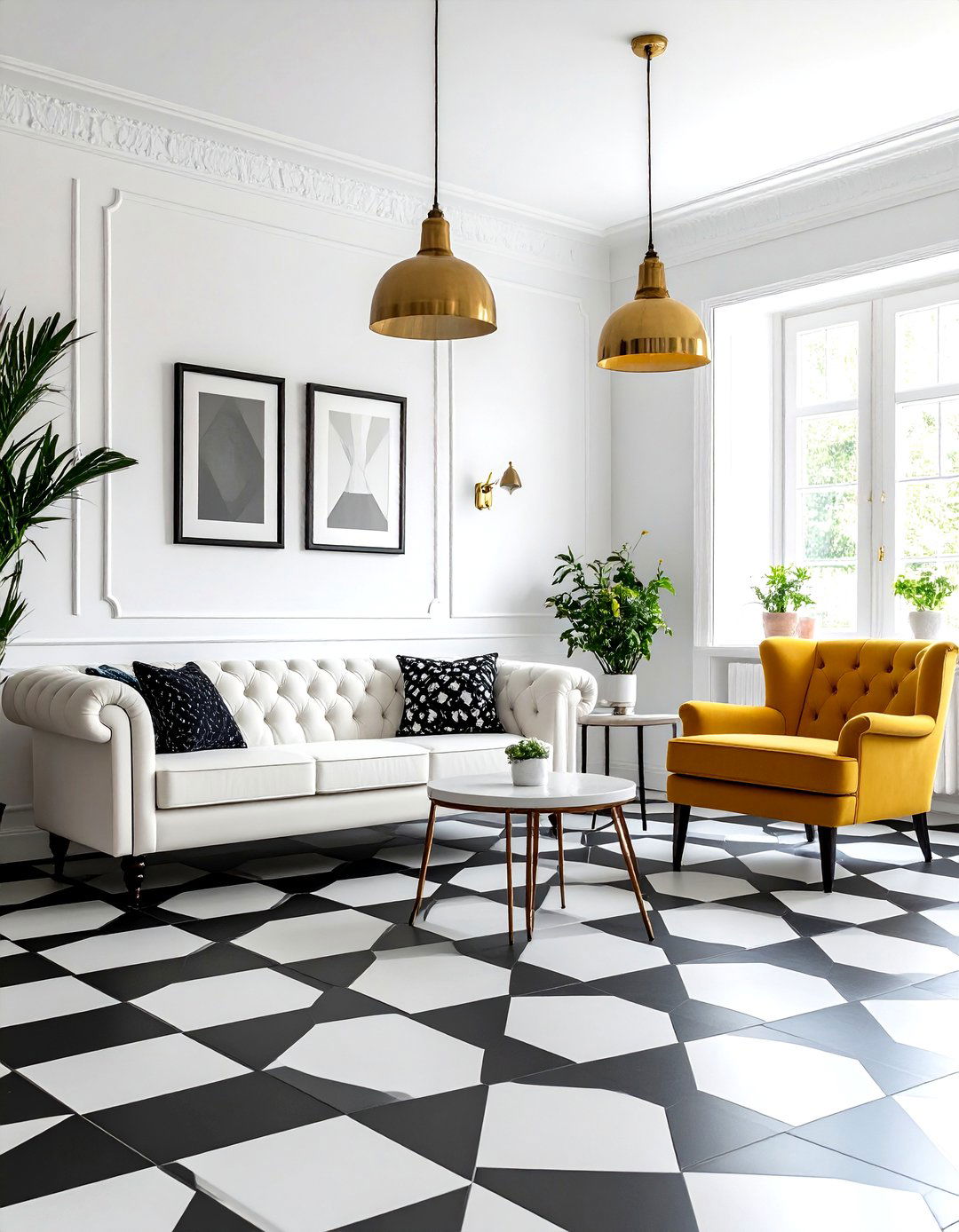 Checkerboard Floors and Bright White Walls - 20 Floor and Wall Color Ideas