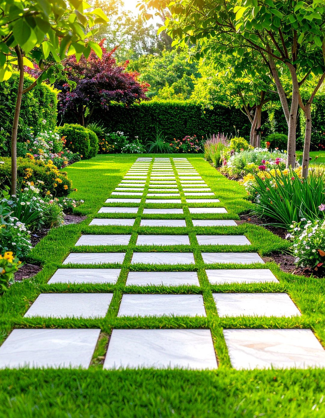 Checkerboard Pattern Garden Path Design - 20 Garden Path Ideas