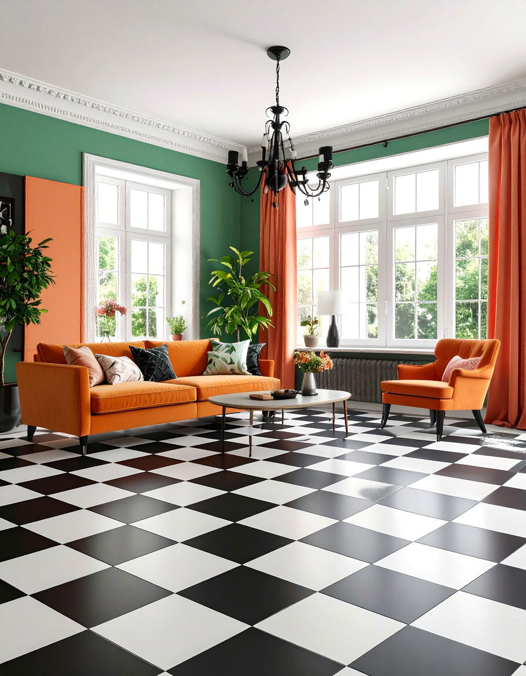 Checkerboard Pattern Living Room Flooring - 20 Living Room Flooring Ideas