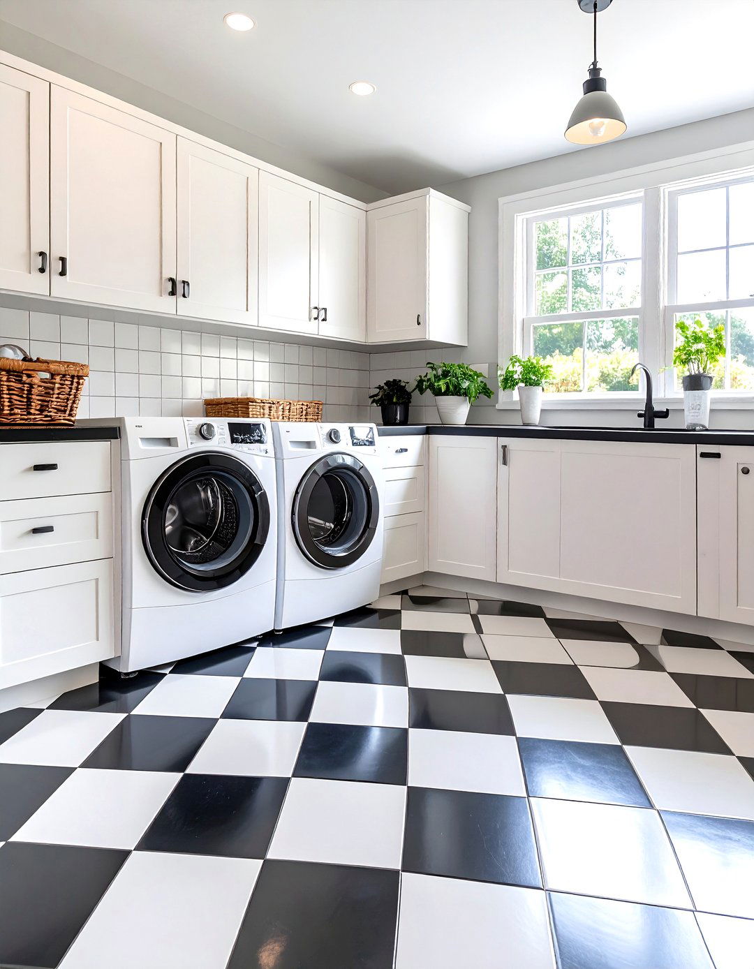 Checkerboard or Penny Tile Floors - 20 Vintage Laundry Room Decor Ideas