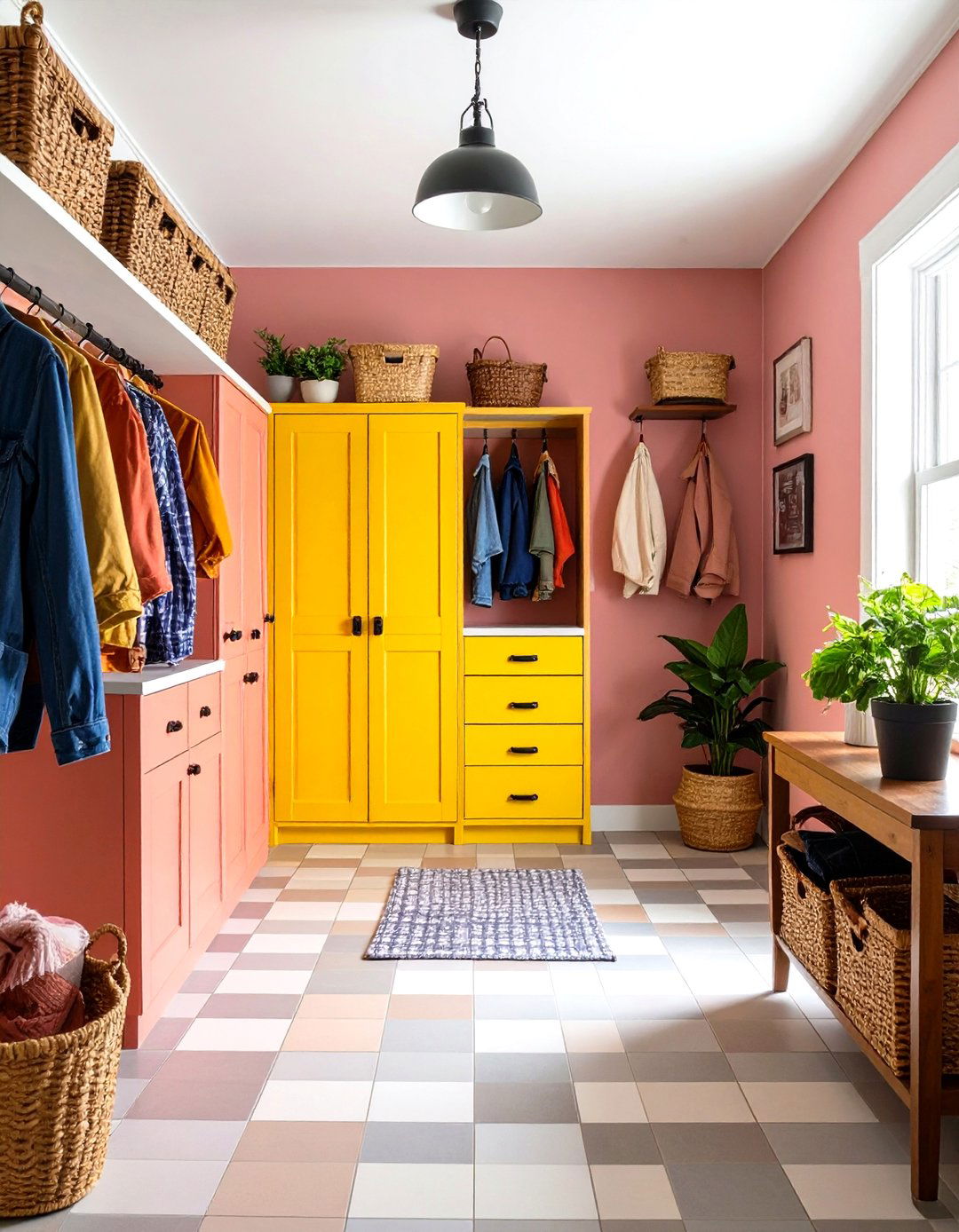 Checkered Mudroom Wall - 20 Wall Painting Ideas of Any Room
