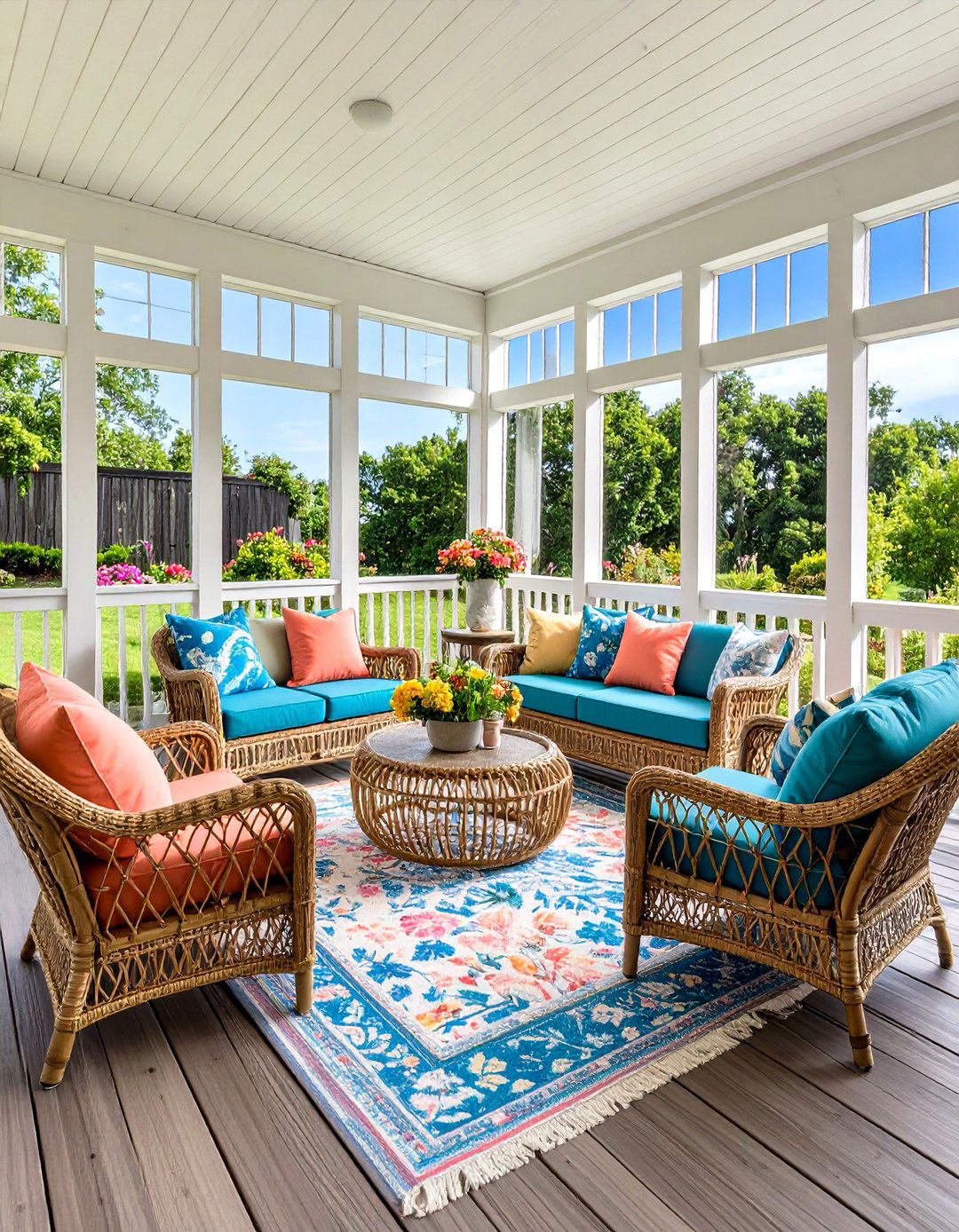 Cheery Color Scheme - 20 Screened-in Deck Ideas