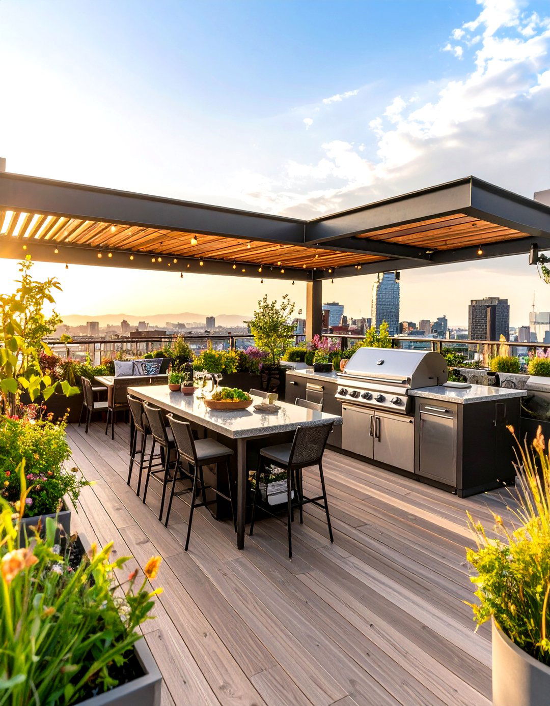 Chefs Paradise Outdoor Kitchen Rooftop Deck - 20 Rooftop Deck Ideas