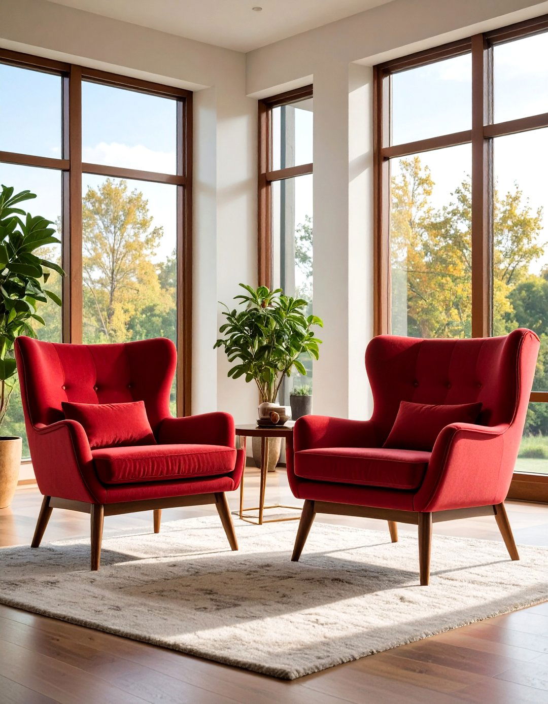 Cherry Red Armchairs for Pop of Color - 20 Red Living Room Ideas